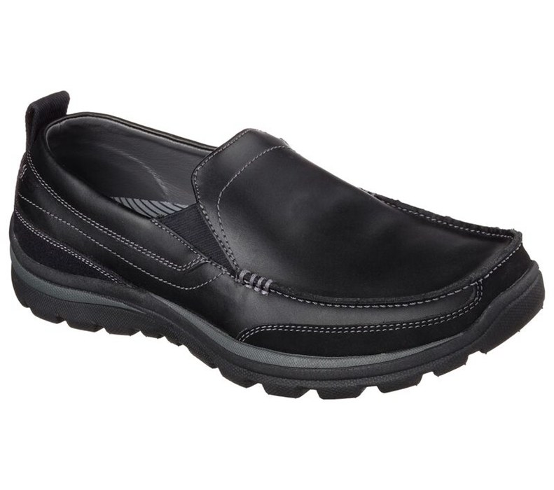 Skechers Relaxed Fit: Superior - Gains - Mens Slip On Shoes Black [AU-HK7040]